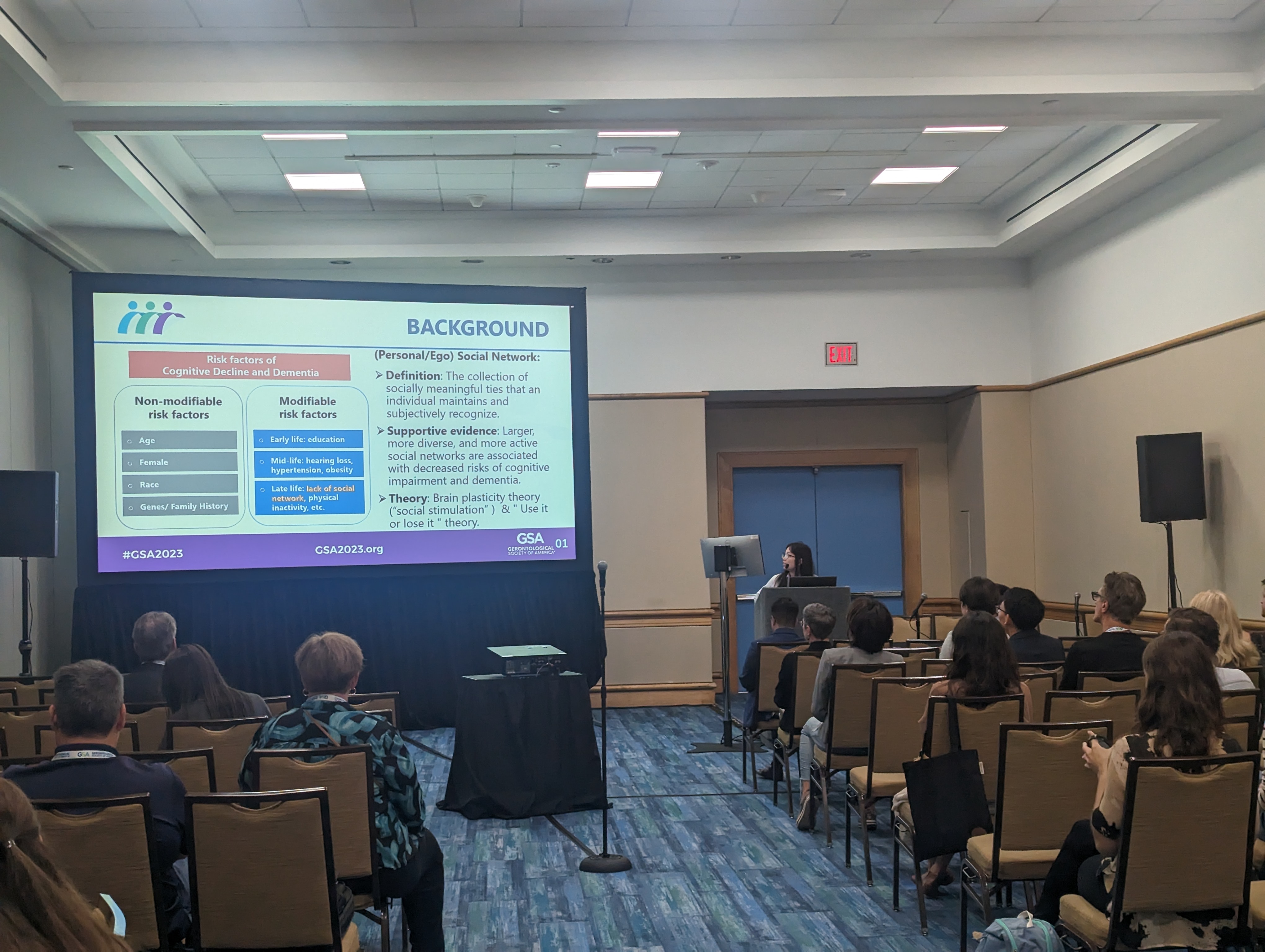 Ph.D. Alumni Yun Zhang presented her dissertation work to the Gerontological Society of America (GSA) 2023 Conference and the Alzheimer’s Association International Conference (AAIC) 2023. 